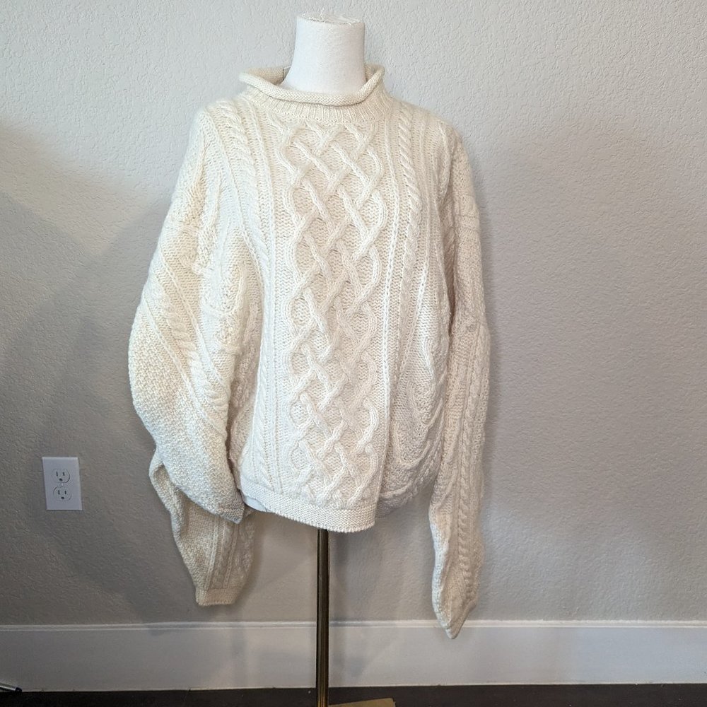 Vtg Western Island 100% Wool Irish Sweater | XL | Oversized Cream Sweater
